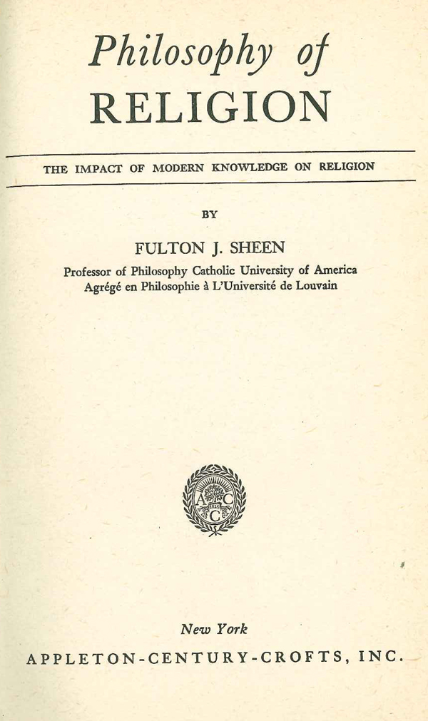Philosophy of Religion title page
